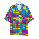 Colorful Cassette Tape Print Rayon Hawaiian Shirt