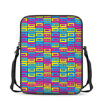Colorful Cassette Tape Print Rectangular Crossbody Bag