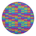 Colorful Cassette Tape Print Round Blanket