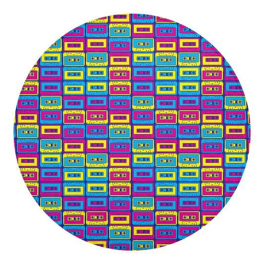 Colorful Cassette Tape Print Round Blanket
