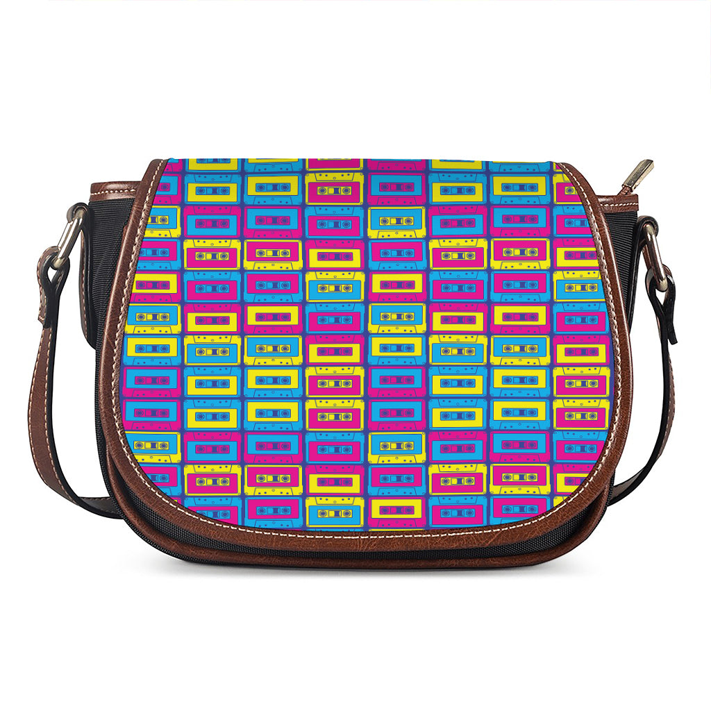 Colorful Cassette Tape Print Saddle Bag