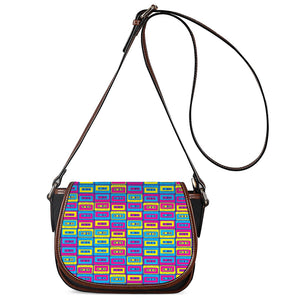 Colorful Cassette Tape Print Saddle Bag