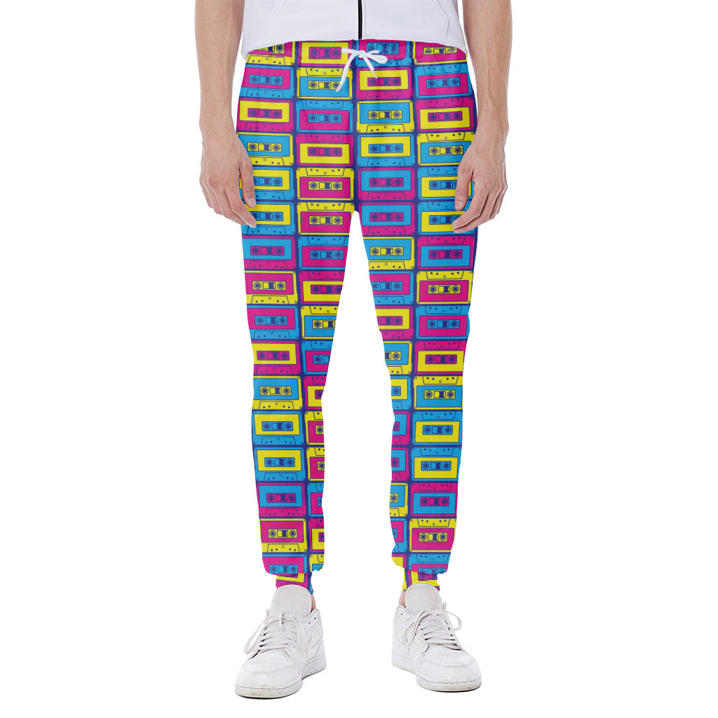 Colorful Cassette Tape Print Scuba Joggers