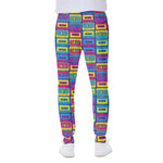 Colorful Cassette Tape Print Scuba Joggers