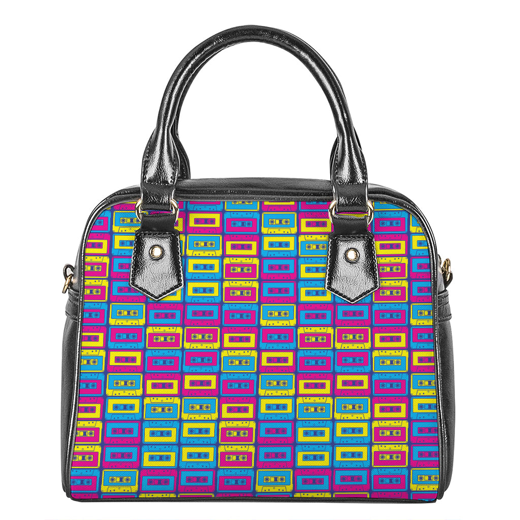 Colorful Cassette Tape Print Shoulder Handbag