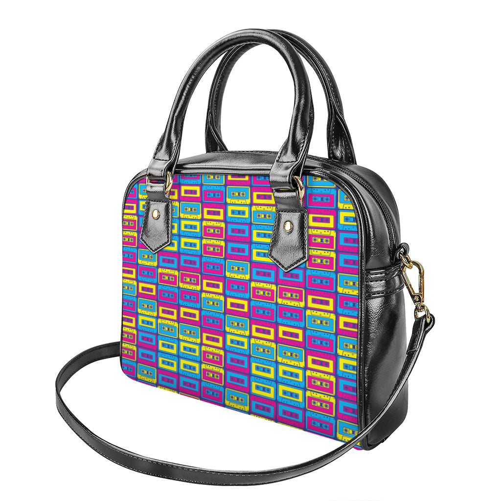 Colorful Cassette Tape Print Shoulder Handbag