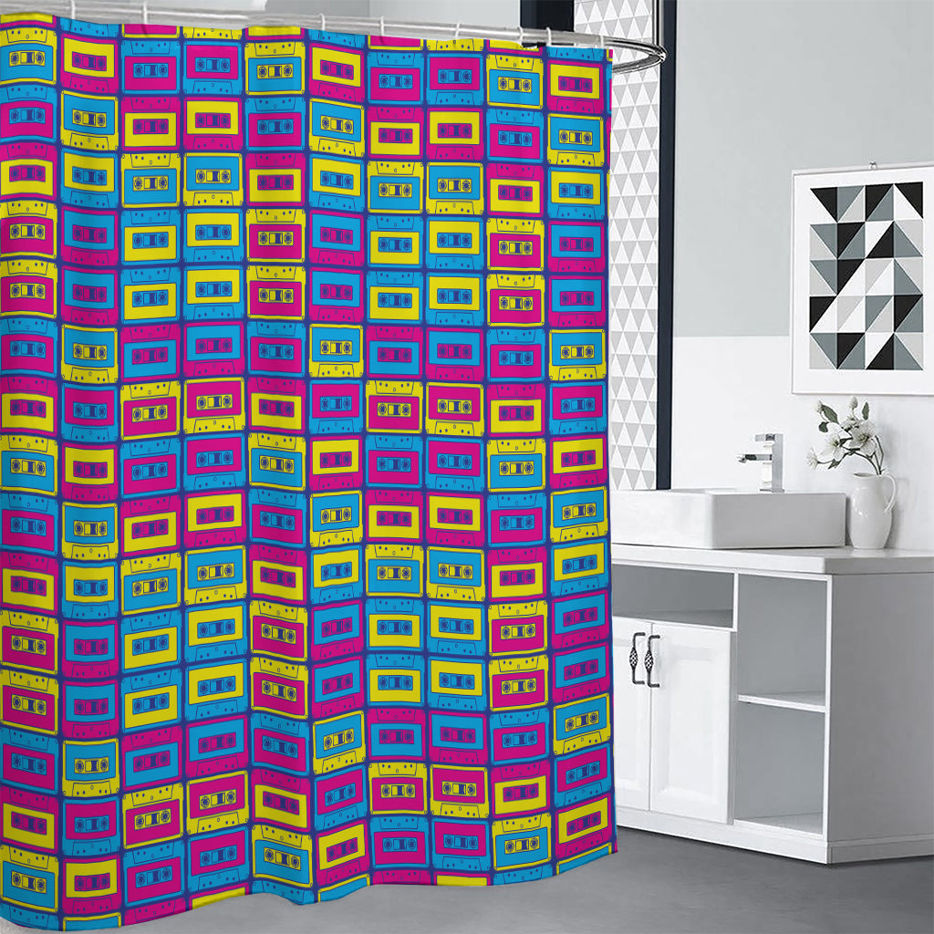 Colorful Cassette Tape Print Shower Curtain
