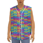 Colorful Cassette Tape Print Sleeveless Baseball Jersey
