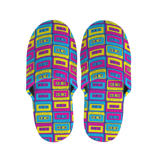 Colorful Cassette Tape Print Slippers