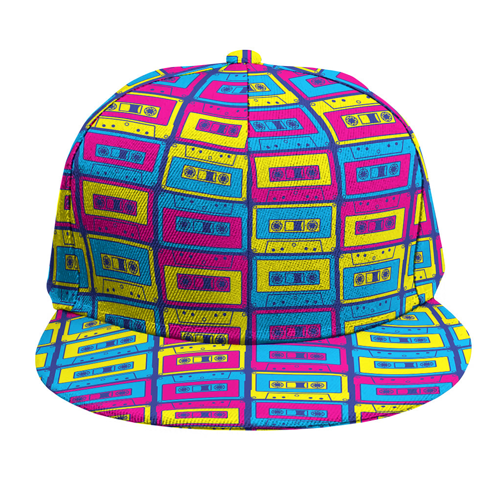 Colorful Cassette Tape Print Snapback Cap