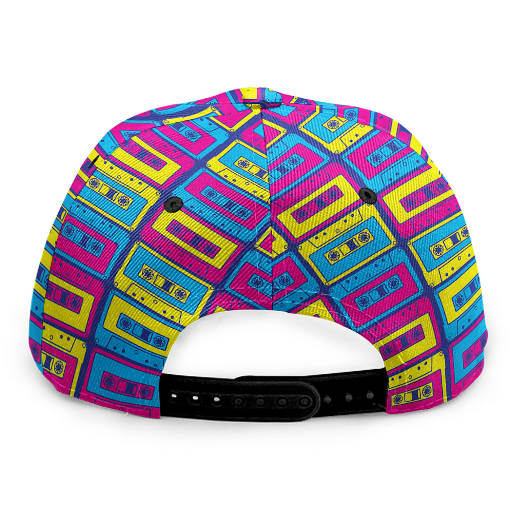 Colorful Cassette Tape Print Snapback Cap