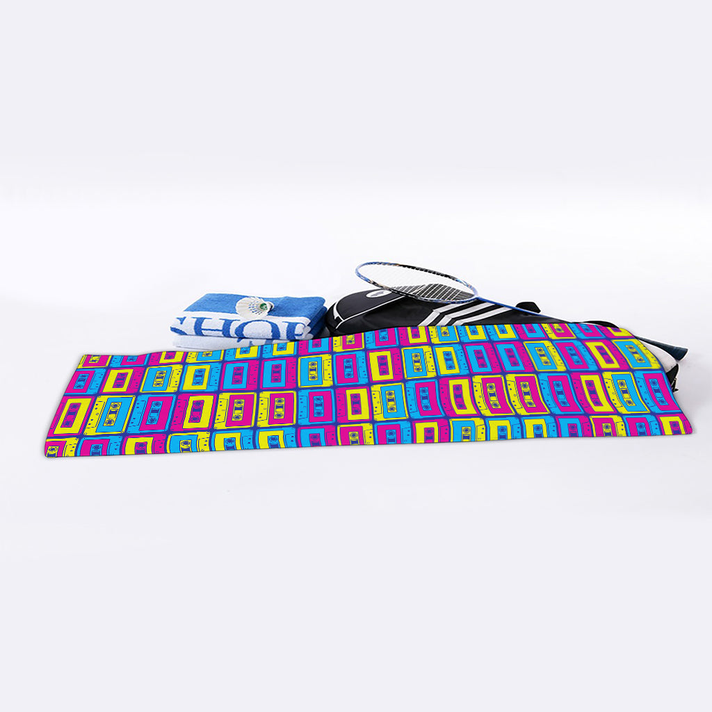 Colorful Cassette Tape Print Sports Towel