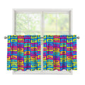 Colorful Cassette Tape Print Tier Curtains