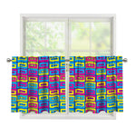Colorful Cassette Tape Print Tier Curtains