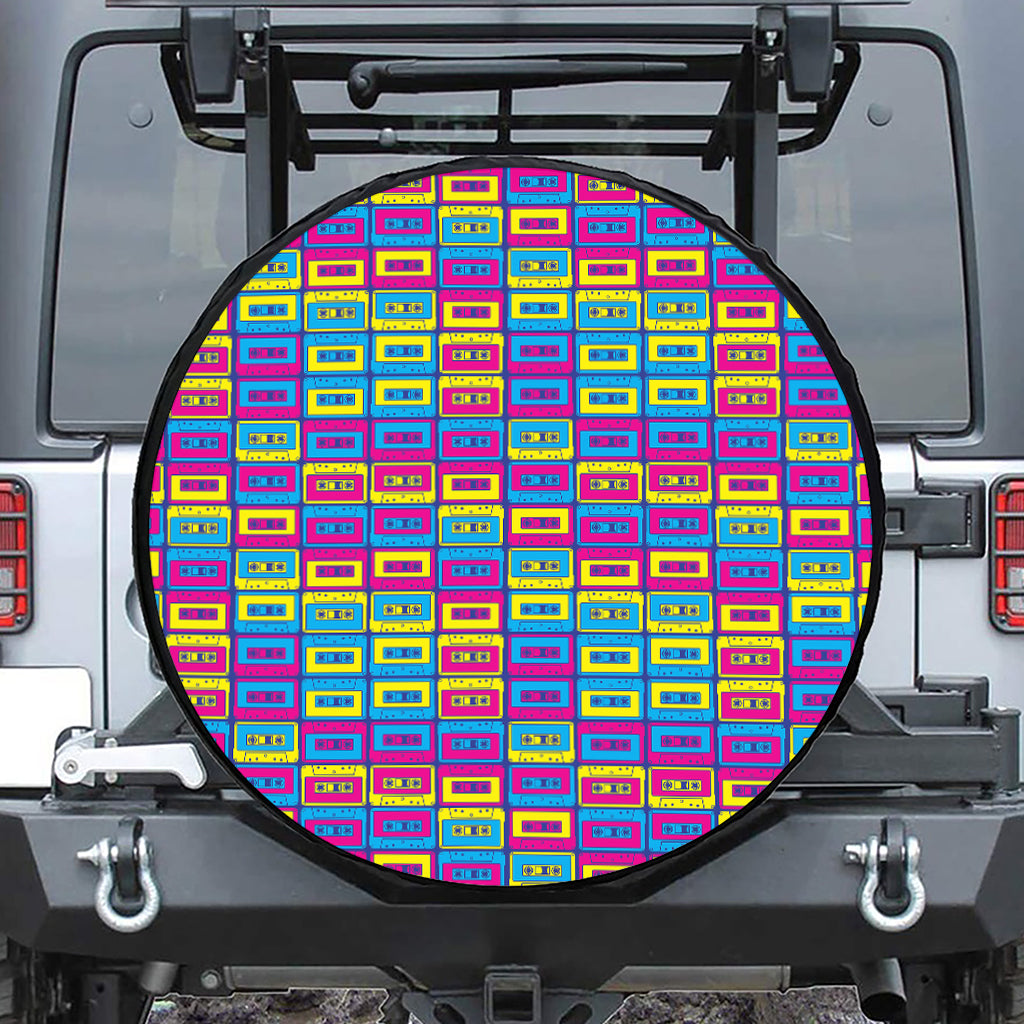 Colorful Cassette Tape Print Tire Cover