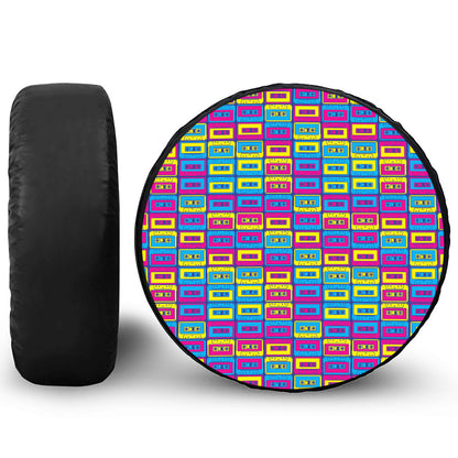 Colorful Cassette Tape Print Tire Cover