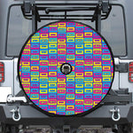 Colorful Cassette Tape Print Tire Cover With Camera Hole