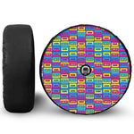 Colorful Cassette Tape Print Tire Cover With Camera Hole