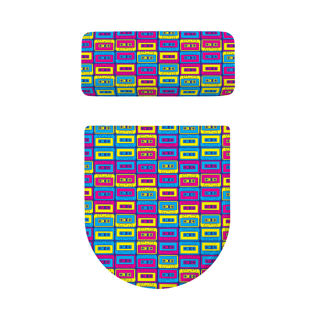 Colorful Cassette Tape Print Toilet Lid And Tank Cover Set