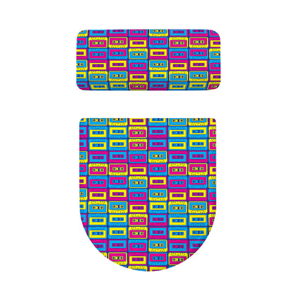 Colorful Cassette Tape Print Toilet Lid And Tank Cover Set