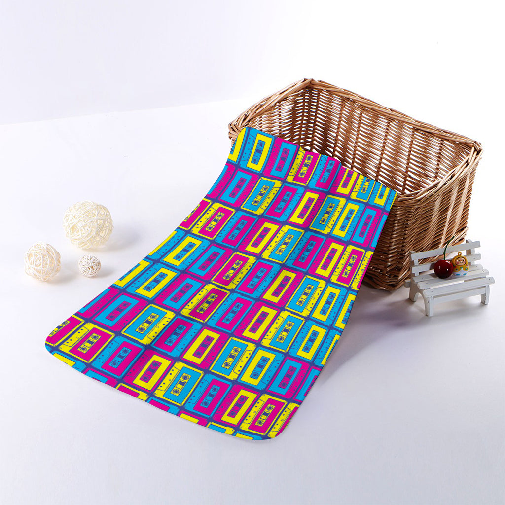 Colorful Cassette Tape Print Towel