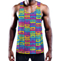 Colorful Cassette Tape Print Men's Workout Tank Top