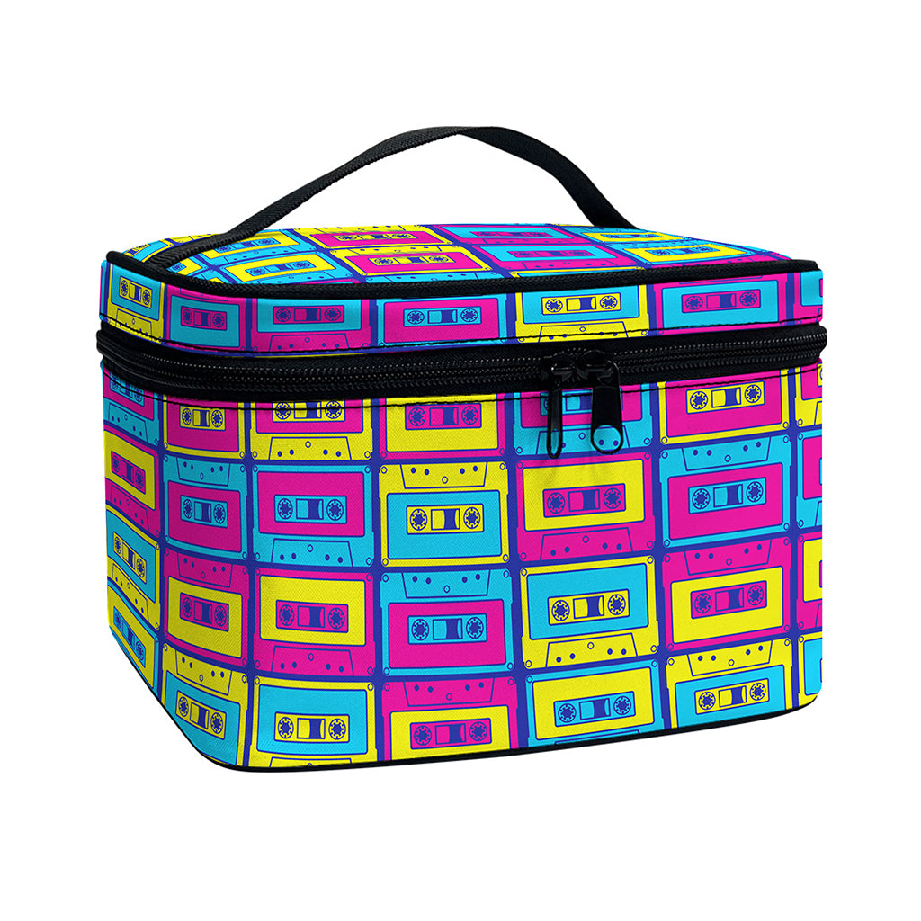 Colorful Cassette Tape Print Travel Makeup Bag