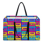 Colorful Cassette Tape Print Utility Tote Bag