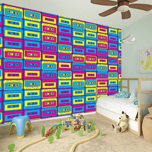 Colorful Cassette Tape Print Wall Sticker