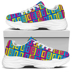 Colorful Cassette Tape Print White Chunky Shoes