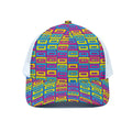 Colorful Cassette Tape Print White Mesh Trucker Hat