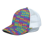 Colorful Cassette Tape Print White Mesh Trucker Cap