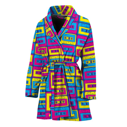 Colorful Cassette Tape Print Women's Bathrobe