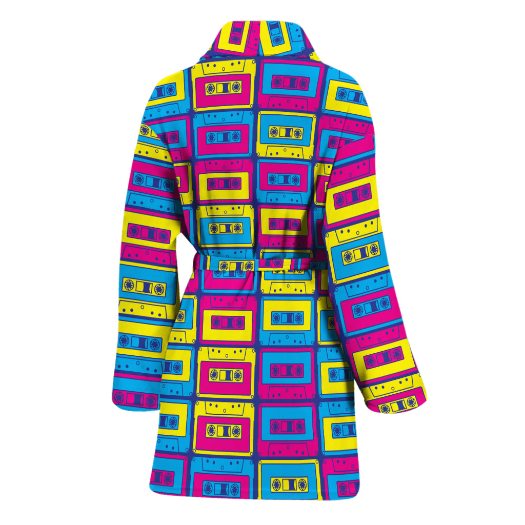 Colorful Cassette Tape Print Women's Bathrobe