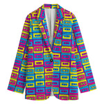 Colorful Cassette Tape Print Women's Blazer