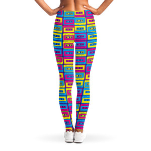 Colorful Cassette Tape Print Women's Leggings