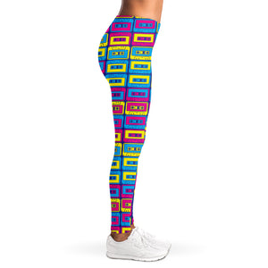 Colorful Cassette Tape Print Women's Leggings