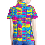 Colorful Cassette Tape Print Women's Polo Shirt