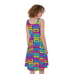 Colorful Cassette Tape Print Women's Sleeveless Dress