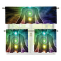 Colorful Chakras Aura Print 3 Piece Kitchen Curtains