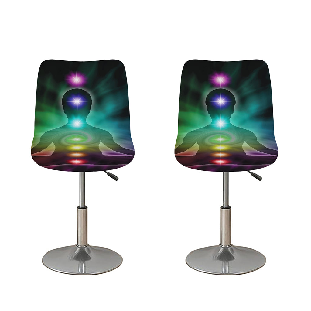 Colorful Chakras Aura Print Bar Stool Covers
