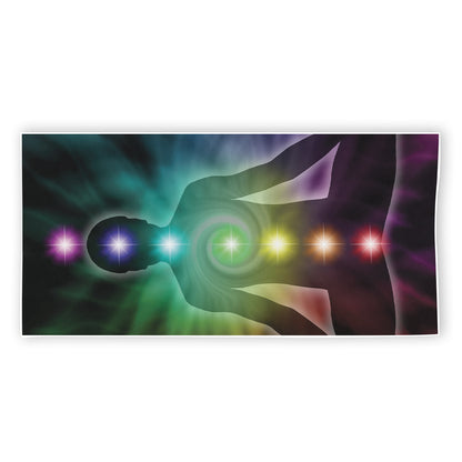 Colorful Chakras Aura Print Beach Towel