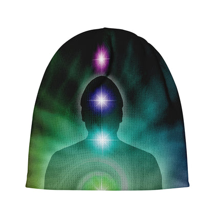 Colorful Chakras Aura Print Beanie