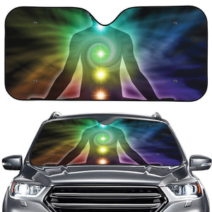 Colorful Chakras Aura Print Car Windshield Sun Shade