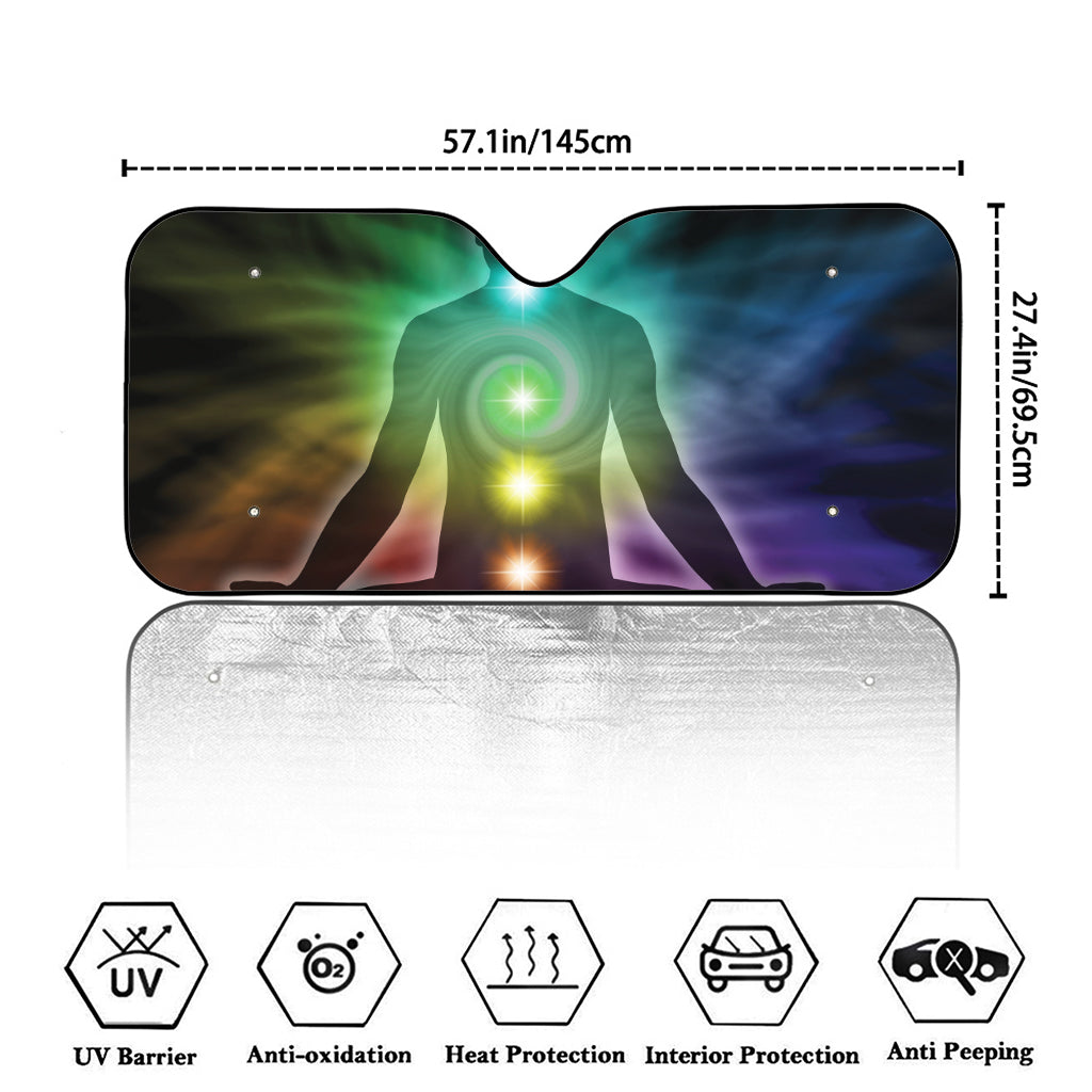 Colorful Chakras Aura Print Car Windshield Sun Shade