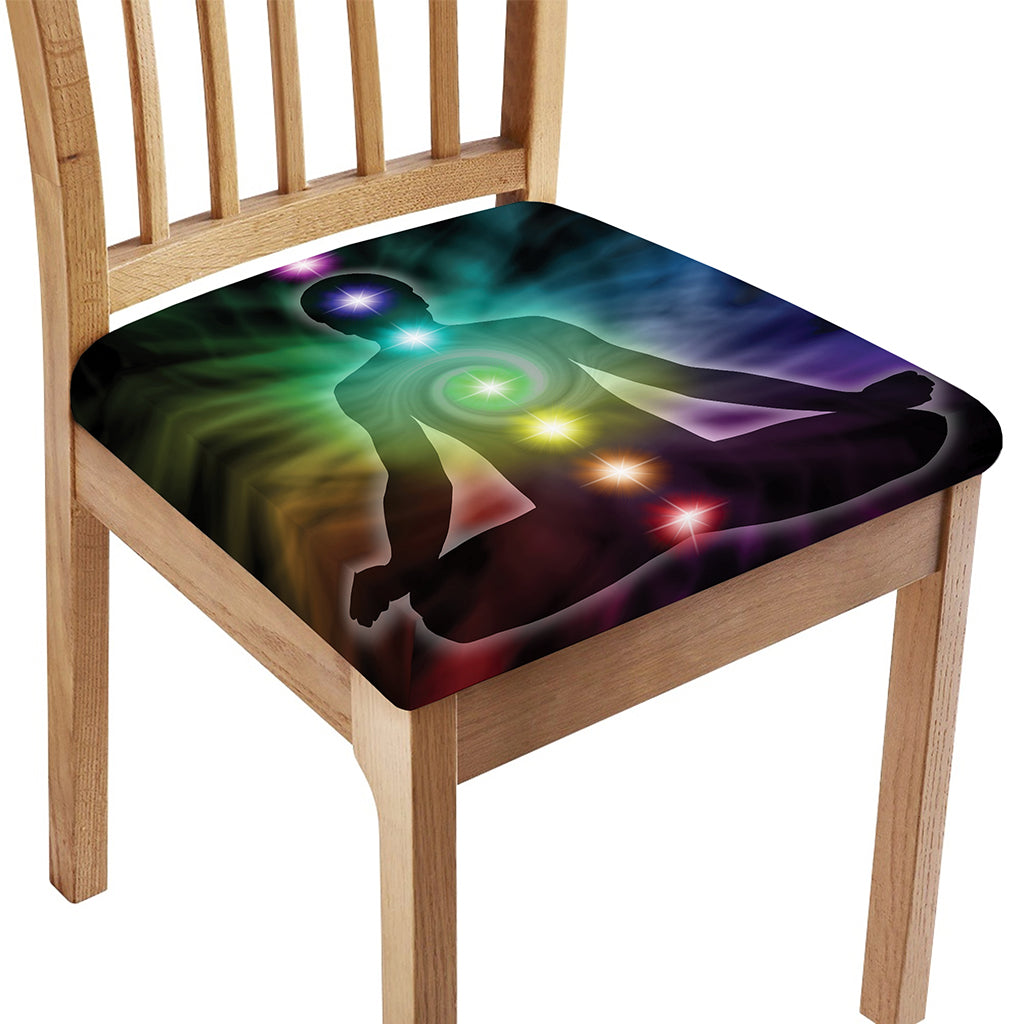 Colorful Chakras Aura Print Chair Cushion Cover