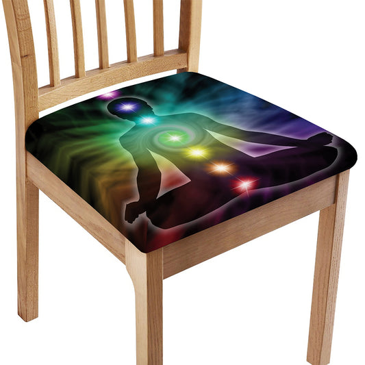 Colorful Chakras Aura Print Chair Cushion Cover
