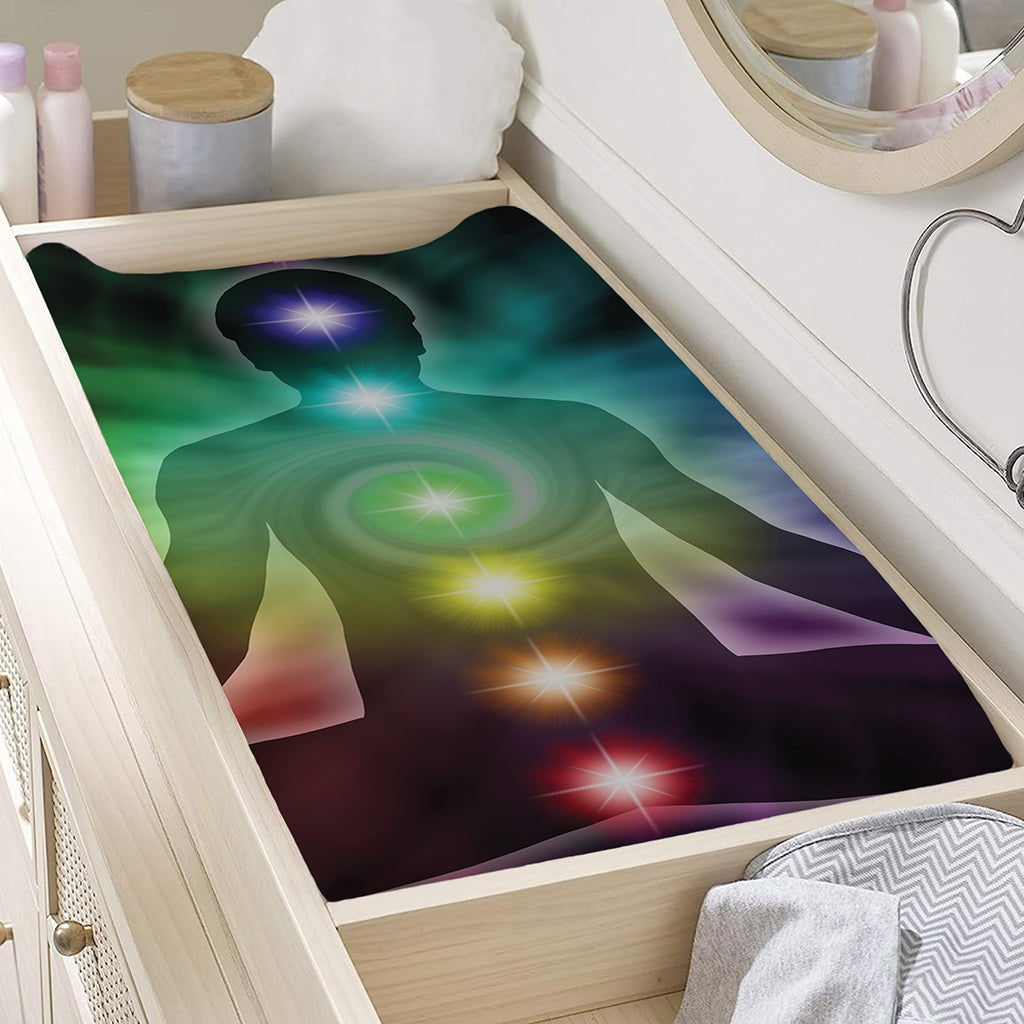 Colorful Chakras Aura Print Changing Pad Cover
