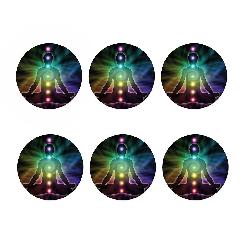 Colorful Chakras Aura Print Coaster Set