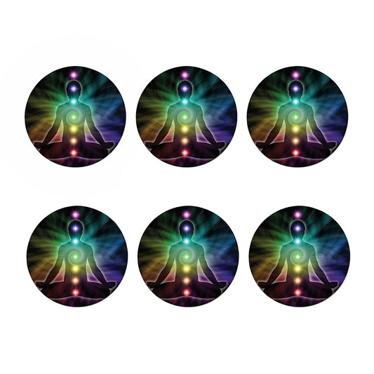 Colorful Chakras Aura Print Coaster Set